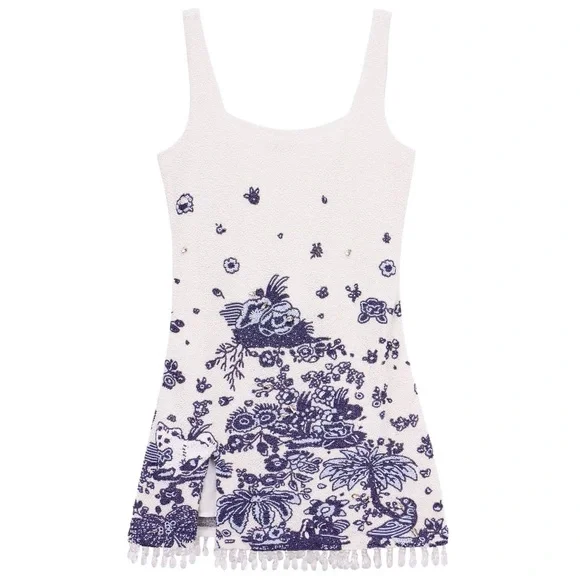 STAUD Le Sable Floral Beaded Minidress sz 4 NWT - Picture 4 of 10